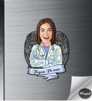 Kişiye Özel Doktor Kadın Ahşap Magnet -10