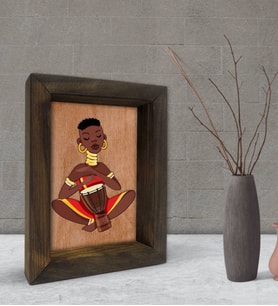 BK Gift African Woman Dekoratif Doğal Masif Ahşap Çerçeve 15x20cm-4 (Beyaz)