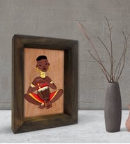 BK Gift African Woman Dekoratif Doğal Masif Ahşap Çerçeve 15x20cm-4 (Beyaz)