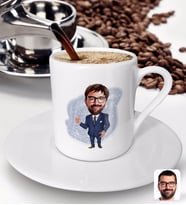 BK Gift Kişiye Özel Erkek Ceo Karikatürlü Türk Kahvesi Fincanı-6