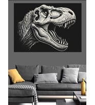 Dinozor Kafatası Paleontoloji Dekoratif Kanvas - Mdf Ahşap Tablo