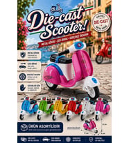 Diecast Metal Gövdeli Çek Bırak Oyuncak Scooter Klasik Motor (11 cm)