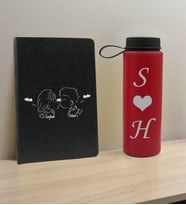 BK Gift Sevgiliye Özel İsimli Siyah Defter ve Kırmızı Cam Matara Hediye Seti-3, Sevgiliye Hediye, Sevgililer Günü, Yeni İş Hediyesi