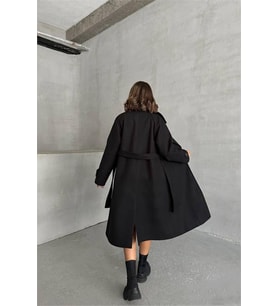Neşeli butik kadın astarlı siyah ithal kaşe kaban NBG048
