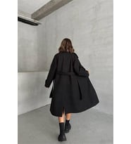 Neşeli butik kadın astarlı siyah ithal kaşe kaban NBG048