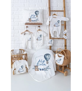 Pia Baby Premium Yenidoğan Erkek Bebek Hediyesi 11 Parça İsme Özel Set 5005-00