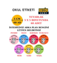 ÖĞRENCİ OKUL DEFTER KİTAP ETİKETİ İSİME ÖZEL YAPIŞKANLI ETİKET KEDİ 001008