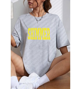 Unisex Shimmer Baskılı T-shirt (Gri)