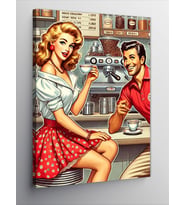 Kanvas Tablo Retro Kafe Aşkı