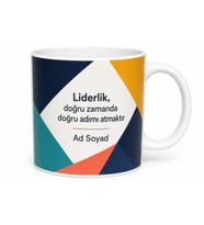 Geometrik Renk Blokları Tasarımlı İsimli Yönetici Hediye Kupa Bardak Özel Tasarım