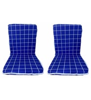 Sandalye Minderi 2 ADET Bağcıklı Bahçe Minderi Arkalıklı (MAVİ PANO)Yıkanabilir