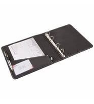 2K A5 KÜÇÜK BOY SUNİ DERİ EVRAK SUNUM KLASÖRÜ 4 CM 4 HALKALI 20X23 CM. (Siyah)