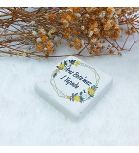30 Adet Taş Magnet Nikah Şekeri Nişan Hediyeliği Sarı Çiçekli 4,5x4,5-