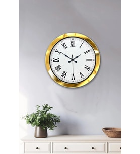 36 cm Gold Metal Roma Rakamlı Duvar Saati