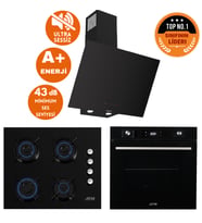 Ferre ve AFM Tech MARKALI Jeo Sessiz  Turbolu Dijital Siyah Ankastre Set (D077-SA + FM7700 +FM2200)