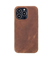 Apple iPhone 13 Pro Uyumlu Deri Arka Kapak ROCK G2 Kahverengi