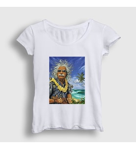 Presmono Kadın Beyaz Hawaii Albert Einstein T-Shirt 334192tt