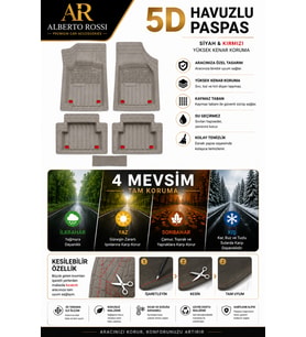 BYD Sealion 7 2026 Model Uyumlu Enerox GRI 5D Havuzlu Paspas Universal-Yumuşak Kaymaz Taban