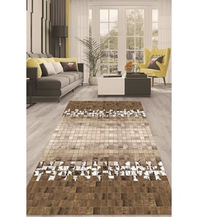Dijital Kaymaz Taban Yıkanabilir Modern Renkli Salon Halısı Mutfak Halısı Yolluk ND-HT-1586 (Çok Renkli)