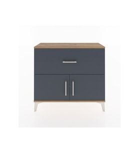 Arges Şifonyer Tek Raflı Tek Çekmeceli 2 Kapaklı 88x30x80 Çam-Antrasit