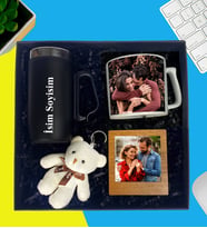 Kişiye Özel Premium Kutu Kulplu Termos Bardak Peluş Ayıcık Anahtarlık Çay Ve Nescafe Fincanı Ahşap Kahve Fotoğraflı Masaüstü Çerçeve
