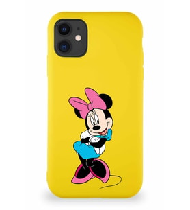 Apple iPhone 11 Soft Premier Kapak Minnie Mouse-D Tasarımlı Silikon Kılıf - Sarı (Şeffaf)