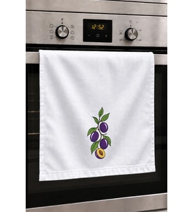 Valerine Life El Kurulama Havlusu 30x50cm Mutfak, Fırın için Pamuklu Emici Mor Erik