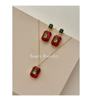 ÇELİK BAGET TAŞLI KOLYE VE KÜPE SETİ (Standart)