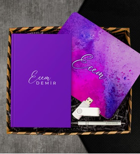 eJOYA Kişiye Özel Defter & Kalem & Mousepad & Usb Bellek Hediye Kutusu 112960