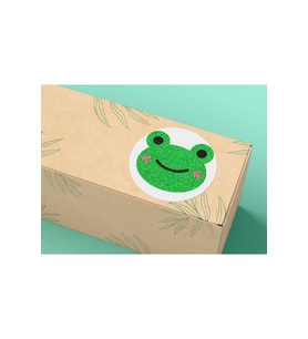 Kurbağa Resimli Etiket Yeşil Yuvarlak Mat Sticker Karne Çocuk 4 Cm (100 Adet)