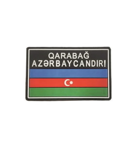 Single Sword Karabağ Azerbaycanındır Yazılı Azerbaycan Bayrağı Plastik Patch SİYAH