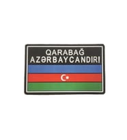Single Sword Karabağ Azerbaycanındır Yazılı Azerbaycan Bayrağı Plastik Patch SİYAH