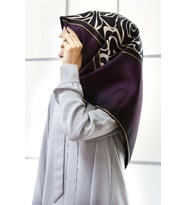 Vissona Lacivert - Mürdüm Zebra Desenli Tivil İpek Eşarp 17536 - 33 - 18