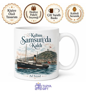 Samsun Memleket Temalı Baskılı Kupa Bardak Hediye Porselen Mug