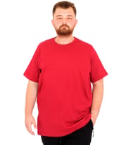 Mode XL Büyük Beden Erkek T-Shirt Bisiklet Yaka Basic U25162 Bordo