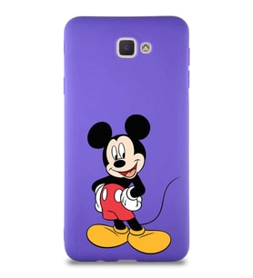 Samsung Galaxy J7 Prime 2 Soft Premier Kapak Mickey Mouse-E Tasarımlı Silikon Kılıf - Mor (Şeffaf)