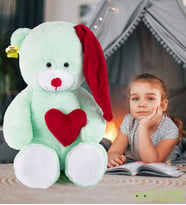 Bubblebear Kalp Tutan Şapkalı Tatlı Rüyalar Ayıcık 80 cm (Mint Yeşili)