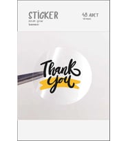48 Adet Thank You-hand Made With Love Etiket, 17 Farklı Tasarım Sticker Şeffaf