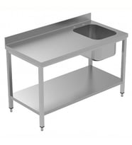 Electrolux Professional Özel Şef Çalışma Tezgahı, Tek Evyeli (sağda), 100 Mm Sırtlı, Taban Raflı - 1400 Mm, Plus LSGTL1410D