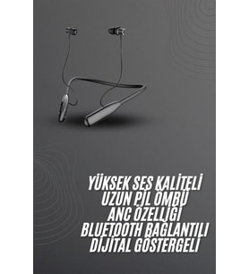 100 Saat Bluetooth Kulaklık Dijital Göstergeli ANC Özelliği Kablolu