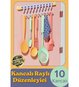 #Organizer Pratik Kullanım Depolama Düzen Raylı Hareketli Mutfak Banyo Düzenleyici Askı 10 Kancalı