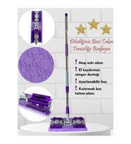 Yer Duvar Yüzey Temizlik Mikrofiber Mop Paspas Yedek Bezli Sihirli Mop Sağlam Ürün Paspas Yeşil Sihirli Mop (Mor)