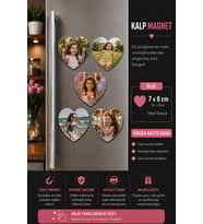 5'li Kalp Kız Çocuk Fotoğraf Magneti Kişiselleştirilebilir Çocukluk Anıları Hediyesi