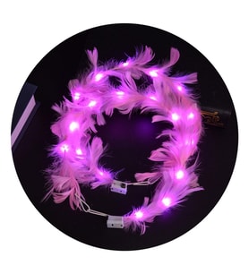 Konyax Led Işıklı RGB 3 Fonksiyonlu Otrişli Parti Tacı Pembe Renk