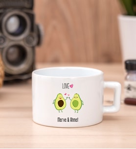 Kişiye Özel Sevimli Avokado Desenli Fincan