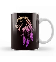 Horse Head Dream Catcher Horseshoe Equestrian Sport Stable Kupa Bardak Porselen