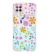Huawei P40 Lite Uyumlu Kapak Flowers Tasarımlı Şeffaf Silikon Kılıf