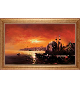 EV İŞYERİ OFİS İÇİN ALTIN ÇERÇEVELİ PASPARTULU TABLO VB373