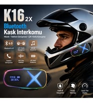 K16 2X Bluetooth Motosiklet Kask Interkomu Bluetooth 6.0 Çift Yönlü Konuşma Müzik Dinleme Telefon Görüşmesi Type-C Şarjlı