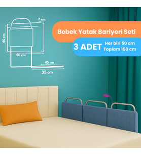 Miralay Yeni Nesil Yatak Bariyeri 50 x 40 cm Mavi ( 3 Adet)